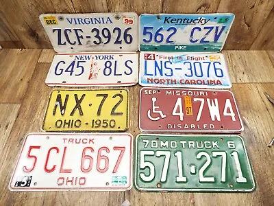 BARN/JUNK YARD FIND 50'S-90'S Vintage Lot Of 8- MIXED STATES License Plates - • $26