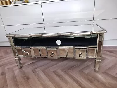 Venetian Mirrored TV Stand Antique Silver Furniture Vintage Storage Cabinet... • £100