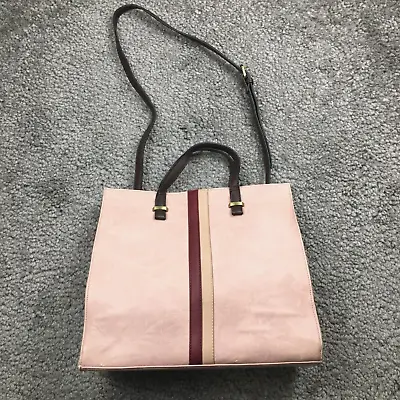 Gabriella Rocha Womens Crossbody Handbag Tote Pink Handle Striped 15x13x5 • £9.39