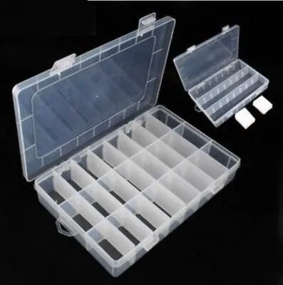 Plastic 24 Slots Adjustable Jewelry Storage Box Pill Beads Case Organizer • $8