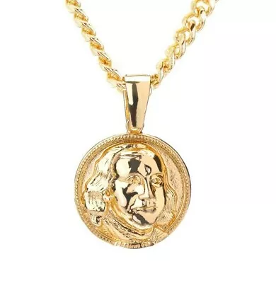 Men's Hip Hop Franklin Medallion Pendant With 20  Cuban Chain Necklace CP 1101 • $10.99