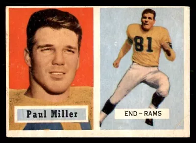 1957 Topps Paul Miller #120 Rookie RC GD MC Football Card • $1.26