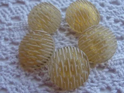 Vintage Buttons Lot 5 Apple Juice Glass Imitation Fabric Textured 7/8   B411 • $12