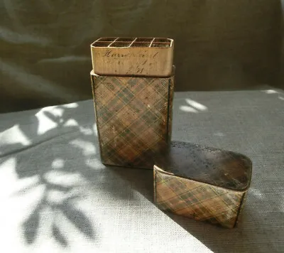 Rare Tartan Ware Dip Pen Box Pencil Case Desk Top - Zinc Tin Alloy Lining  • £385