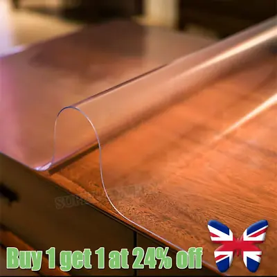 1.5mm Thick Clear Transparent Vinyl PVC Tablecloth Table Protector Plastic Cover • £13.57