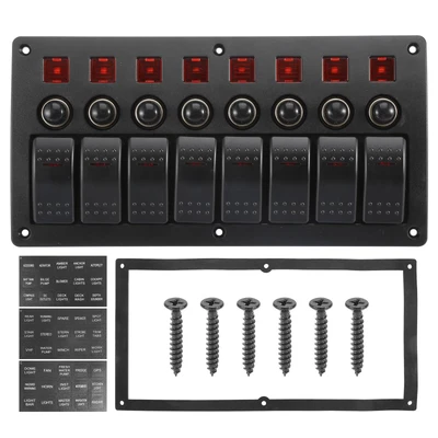 $45.49 • Buy Car Marine Boat 8 Gang 3 Pin Toggle Rocker Switch Panel 12V/24V Circuit Breaker