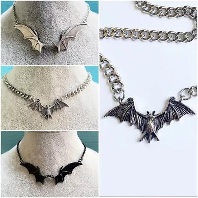 Gothic Bat Wing Pendant Necklace Women Men Halloween Party Punk Jewelry Gifts • £4.02