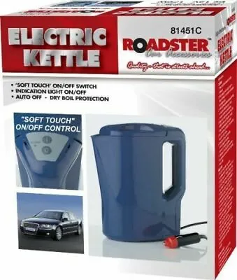 £20.45 • Buy 12v Electric Kettle Portable Van Car Lorry Cig Lighter 1ltr Plug In Motor Blue