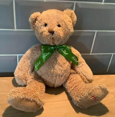 Hamleys Beige Brown Teddy Bear With Green Bow (12ins) • £8.75