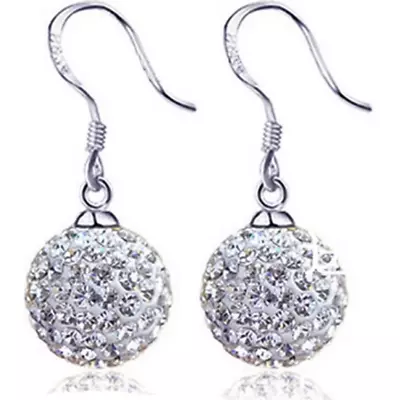 Womens Round Multi Gem Ball 925 Sterling Silver Plated Earrings Hook Drop Dangle • £3.49