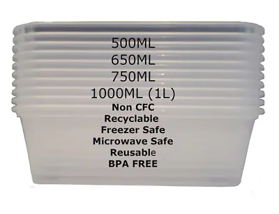 Food Containers Plastic Takeaway Microwave Freezer BPA FREE Reusable Heavy Duty • £5.95