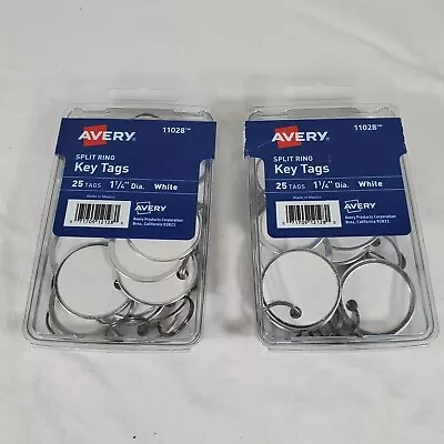 Avery Split Ring Key Tags 1 1/4  Diameter White 40 Tags Lot Part 11028 • $7.99