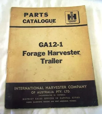 MCCORMICK INTERNATIONAL FORAGE HARVESTER TRAILER  Parts Catalogue • $29.99