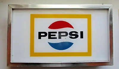 Vintage Pepsi Cola Electric Light Up Glass Cabinet Sign 20 X12  Lighted Untested • $336.29