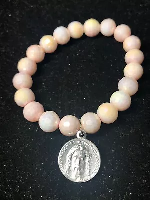 HOLY FACE OF JESUS Beaded Bracelet (Lt Pink) - **Veronica's Veil** • $9.95