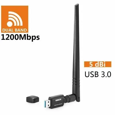 Dual Band 2.4/5Ghz 1200Mbps Wireless WiFi Network USB Adapter W/Antenna 802.11AC • $12.98