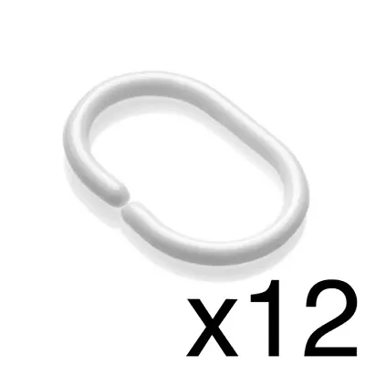 Croydex AK142122 Shower Curtain Rings C Shape White - Pack Of 12 • £2.99