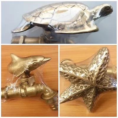 3x Brass Garden Tap Faucet Dolphin Starfish Turtle Spigot Water Vintage Home • $195