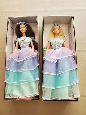 Lot Of 2 1997 Spring Tea Party Barbie  Brunette&Blond NRFB • $45.95