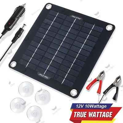 10W 12V Portable Mono Solar Panel Trickle Charger Kit Car Battery Maintainer RV • £13.99