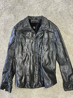 Kenneth Cole Leather Shirt Jacket Mens Black Ultra Soft • $38