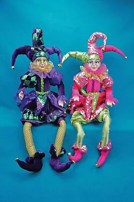 Porcelain Jester Doll 26  Purple Mardi Gras Jester Dolls • $36.95