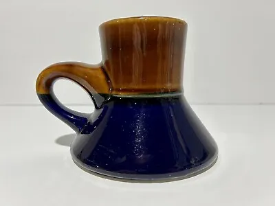 Vintage Ceramic Mug Blue Brown Wide Bottom • $8.99