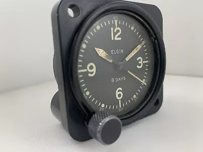 Antique Elgin 8 Days WW2 Military Aircraft Cockpit Clock Winds Sets And Works • $195