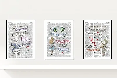 £3.99 • Buy Vintage Dictionary Alice In Wonderland Quote Prints Photo Poster Picture A4