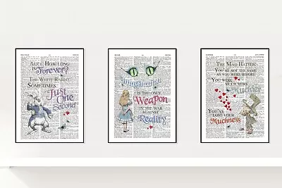 £3.99 • Buy Vintage Dictionary Alice In Wonderland Quote Prints Photo Poster Picture A4