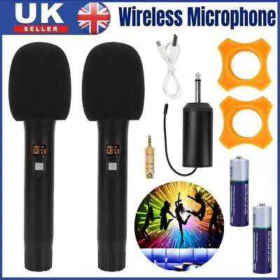 UHF Professional 25 CH Wireless Dual Handheld Microphone Mic System LCD Display • £34.99