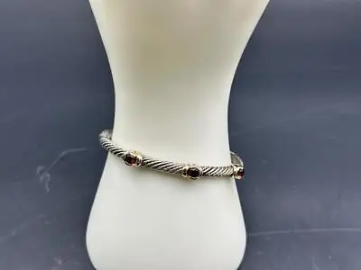 Alwand Vahan 14kt Gold Sterling Silver Garnet Cuff Bracelet. • $425