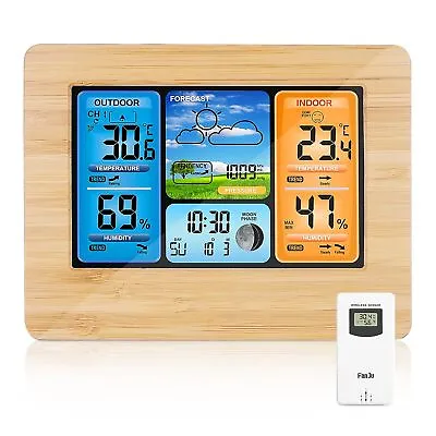 Weather Station Wireless Indoor Outdoor Digital Clock Thermometer Home Forecast • £27.89