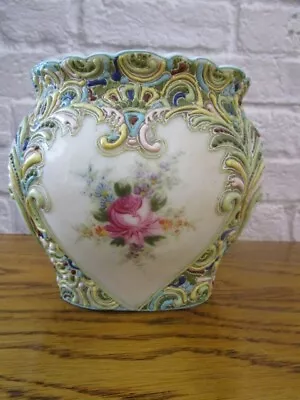 Antique Nippon Moriage Vase Porcelain Hand Painted Japan Planter 19th Century • $45
