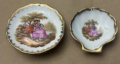 Vintage  LIMOGE  Gold Trim Miniature Plates~ Courting Couple ~ Romance • $0.99