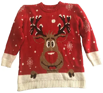 Christmas Jumper Xmas Unisex Santa Sweater Retro Novelty Vintage Age 7-10 • £9.50