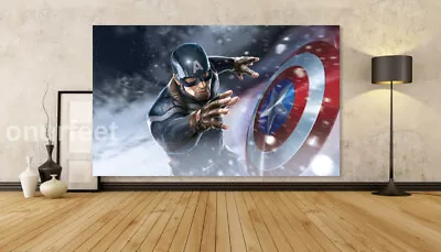 AVENGERS CAPTAIN AMERICA Wall Covering 30x20 Inch Canvas Framed Art Deco UK P9 • £19.99