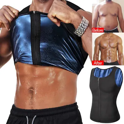 $9.89 • Buy Men Neoprene Sauna Sweat Vest Waist Trainer Body Shaper Weight Loss Tank Top Gym