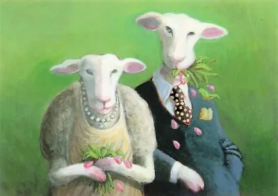 Humanized Sheep Couple By Peter Gut Fantasy Art Vintage Postcard Unposted • $4.96
