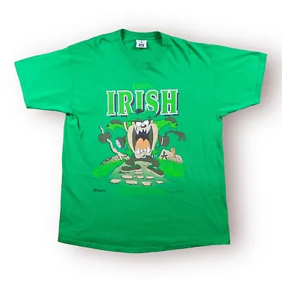 Looney Tunes Warner Bros Lee Tasmanian Devil 1993 Irish T-Shirt Vintage Size XL • $21