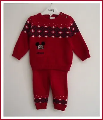 £12.99 • Buy Disney Baby Boys Mickey Mouse Christmas 2pc Set Knitted Top & Legging 0-3m NEW