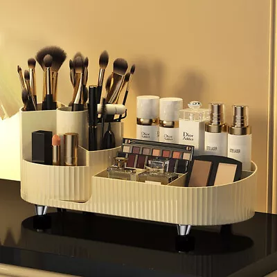 Rotating Makeup Organiser Large Cosmetic Storage Box Lipsticks Brushes Holder UK • £9.95