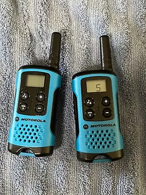 Motorola Talkabout T100 Two-Way Radios - Neon Blue - Set Of 2 • $24.99