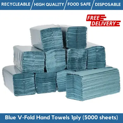 Paper Hand Towels V Fold Premium Quality 5000 Interfold Hand Towels Blue V-Fold • £32.99