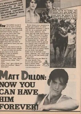 Matt Dillon Teen Magazine Pinup Clipping Teen Beat Forever Baby Bop Tiger Beat • $2.50