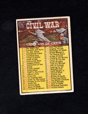 £20 • Buy A&BC Civil War News 1965 Unmarked Checklist Single Card Number 88