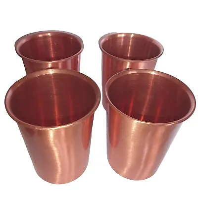 4x 100% Pure Copper 300 Ml Ring Glass Ayurvedic Benefits Water Tumbler Cup • $20.50