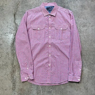 Barbour Steve McQueen Red Plaid Light-Weight Flannel Button Up Shirt Mens Small • $34.95