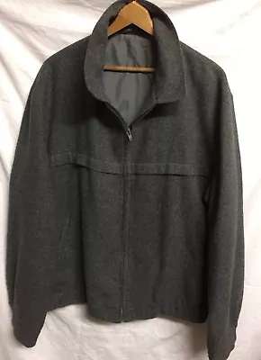 Stafford Sport Coat Grey Bomber Jacket Zip Front Wool Blend Size 117R Vintage • $33.95