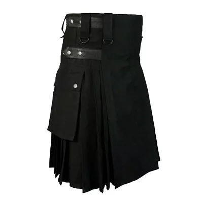 Mens Traditional Kilt Scotland Gothic Punk Kendo Pocket Skirts Scottish Clothes • $28.43